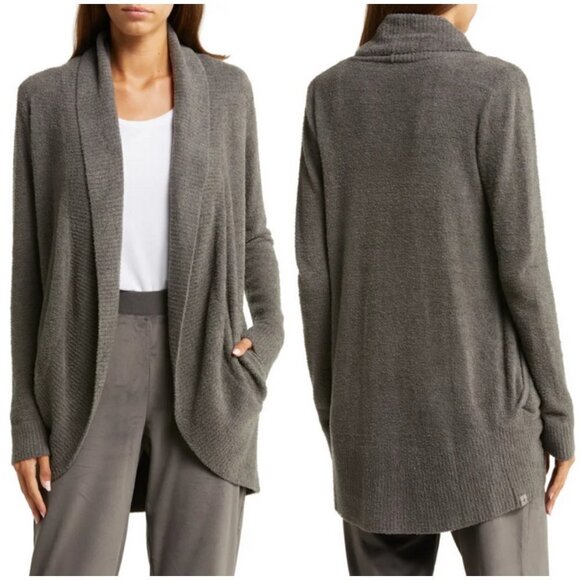 💕BAREFOOT DREAMS💕 CozyChic Lite Circle Cardigan ~ Mineral Gray Medium NWOT - Picture 1 of 15